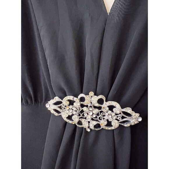 Vintage Onyx Nite Black Prom Dress 16W Maxi Gown Plus Size 90s Y2K Goth Glam - Picture 7 of 8